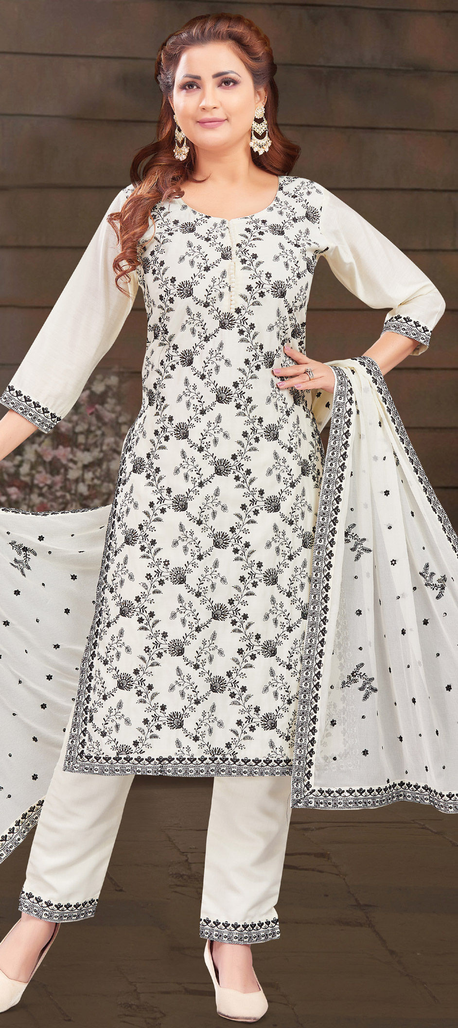 Festive, Party Wear, Reception White and Off White color Art Silk