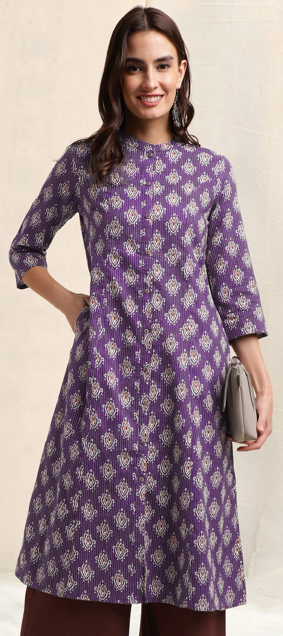 Multicolor Printed Cotton Flared Kurti main image 0