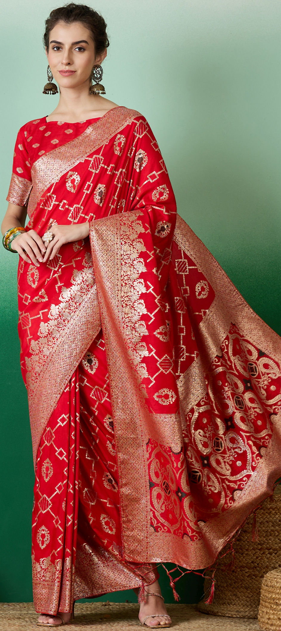 Party Wear, Traditional Red and Maroon color Art Silk fabric Saree ...