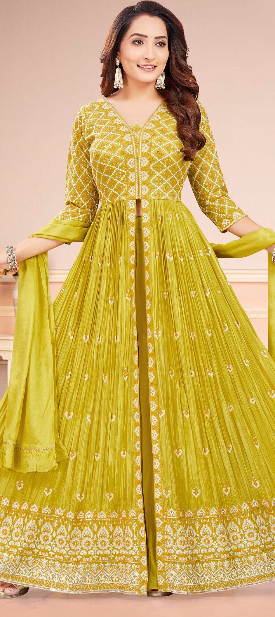 Exclusive Blue Yellow Maheshwari Silk Salwar Kameez Dress Material MB05 main image 1