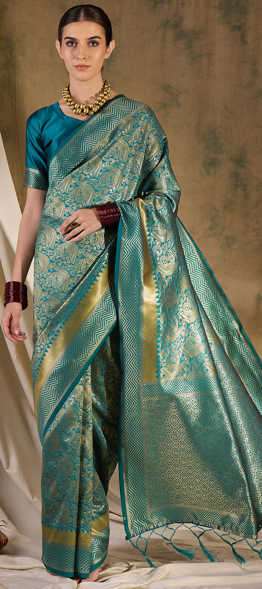 Party Wear, Traditional Blue color Banarasi Silk fabric Saree : 1954233