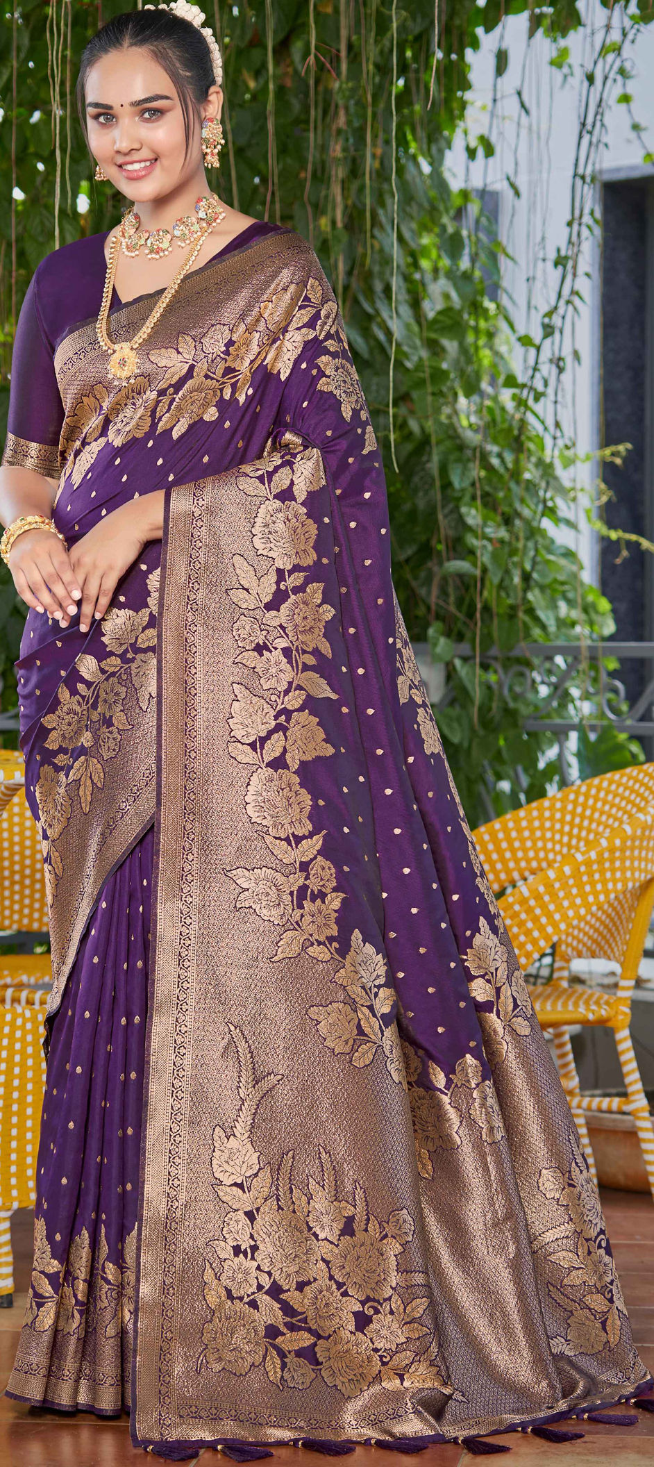 Women Party Wear Designer Purple Colour Banarasi Silk Saree Collection