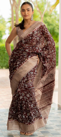 Blended Cotton Saree : Maroon