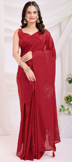 Maroon Cocktail Readymade Saree