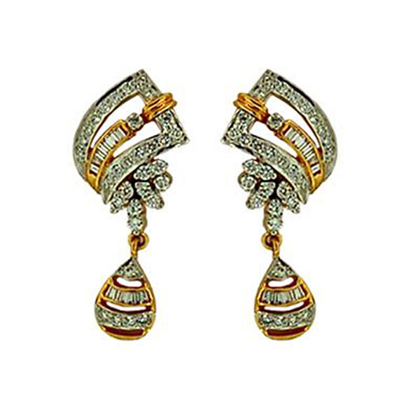 301105 GoldSilver Rodium Polish Earrings in Metal Alloy studded with