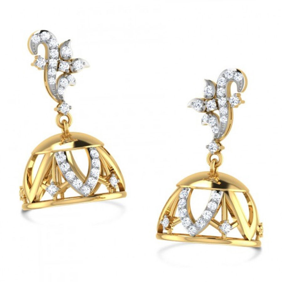 303118 Gold Rodium Polish Earrings in Metal Alloy studded with CZ Diamond.