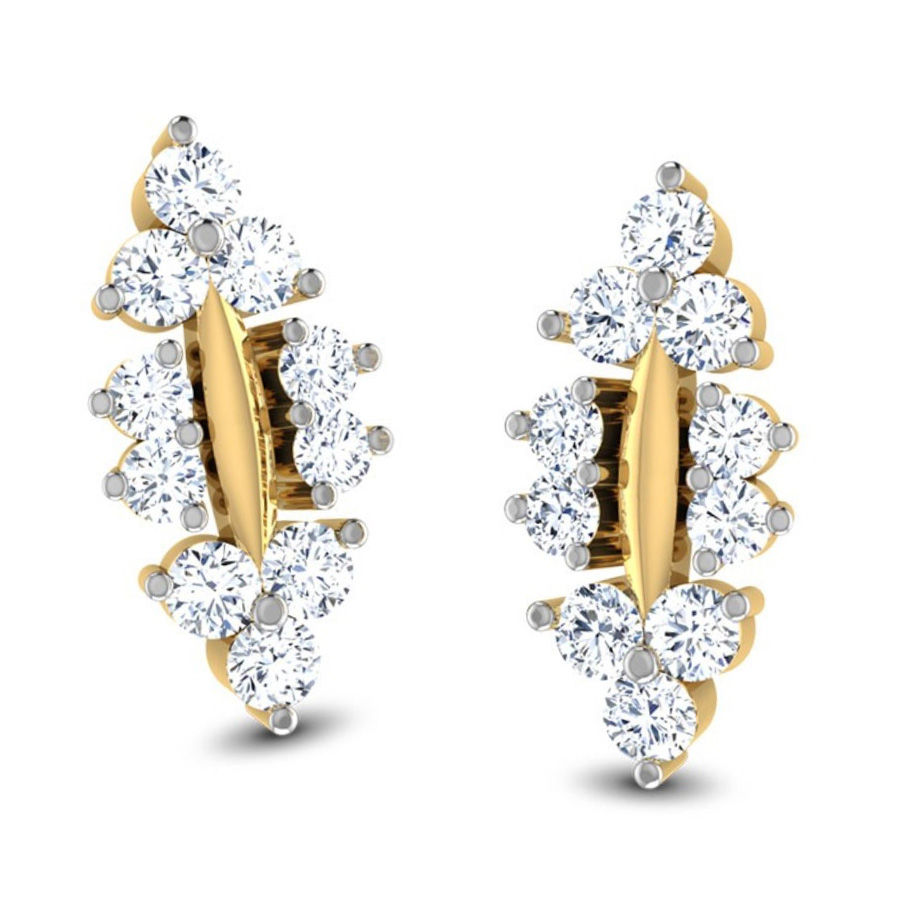 303132 Gold Rodium Polish Earrings in Metal Alloy studded with CZ Diamond.