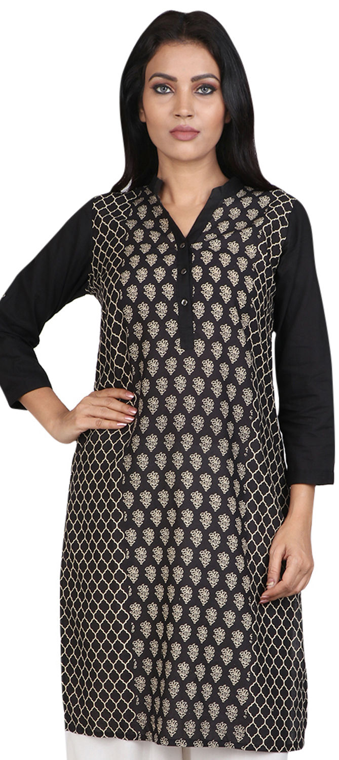 Woolen Black With Multi Color Embroided Kurti