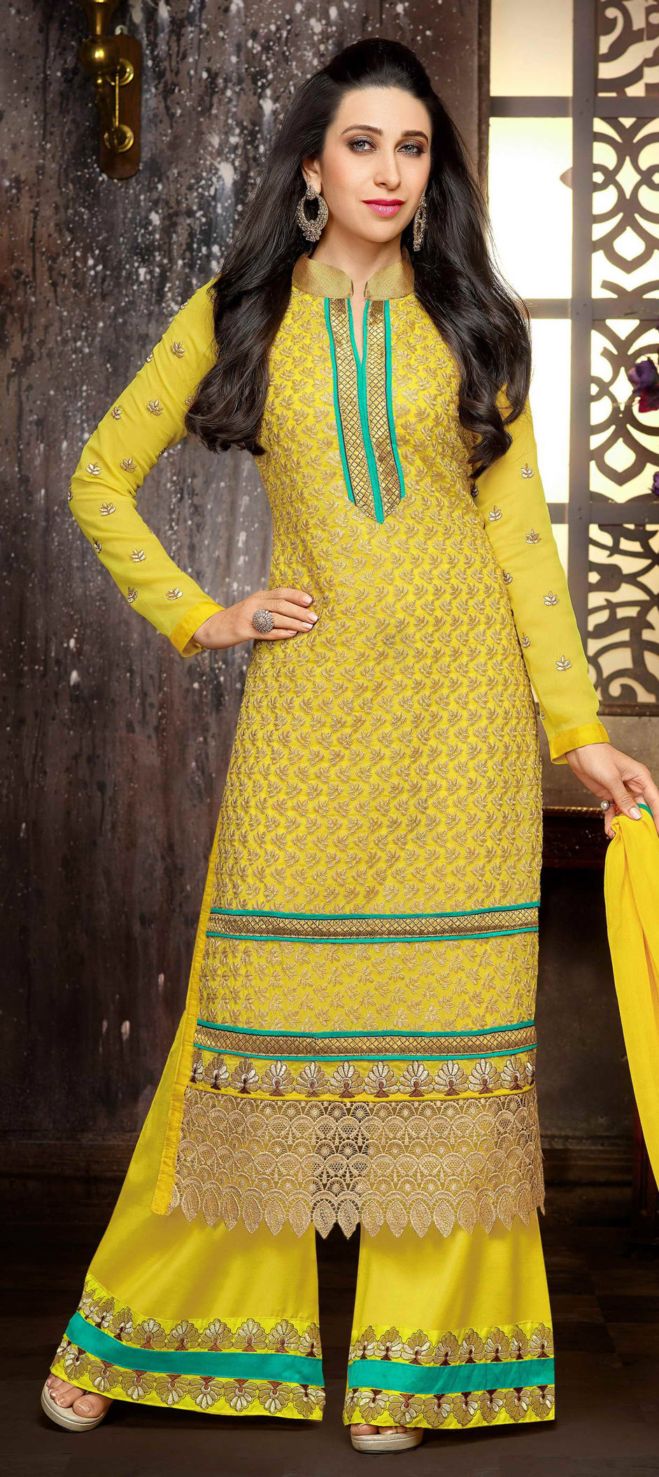 491257: Yellow color family semi-stiched Bollywood Salwar Kameez