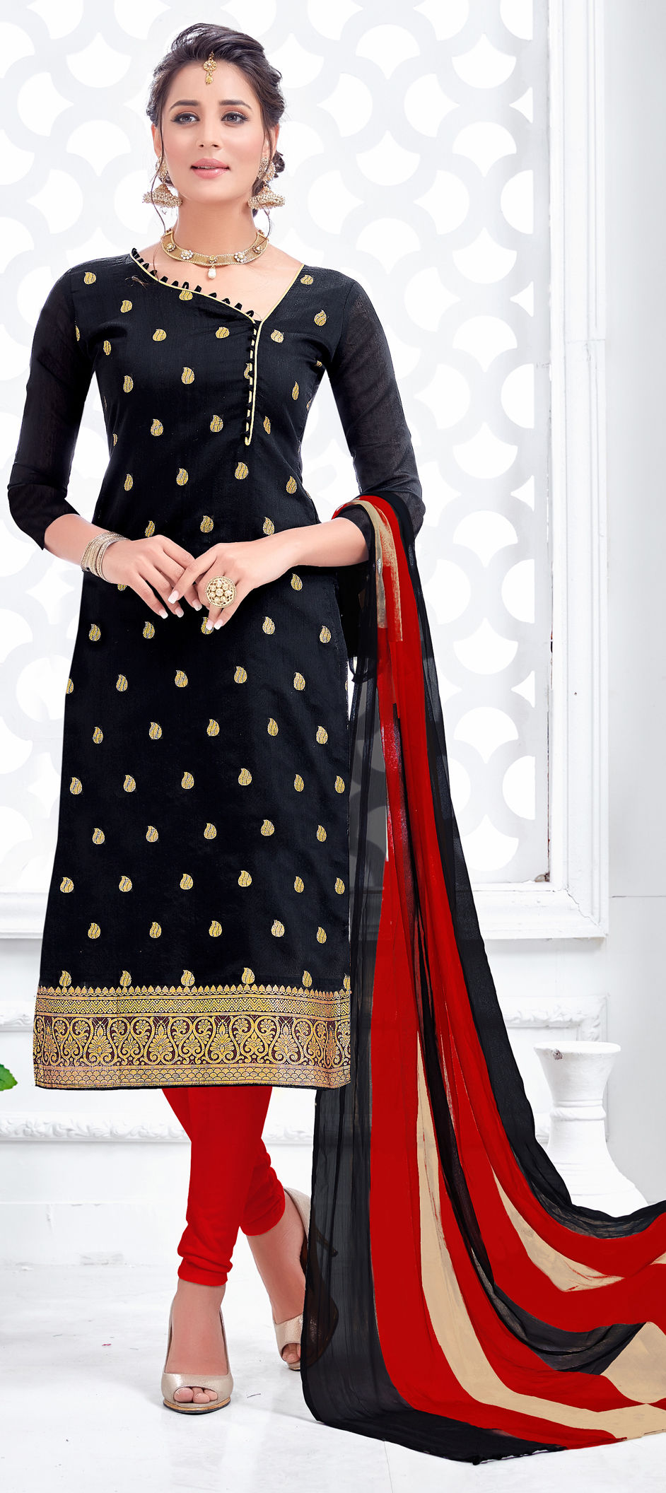 Banarasi Jacquard Dark Grey Salwar Kameez Suit Pant Bottom