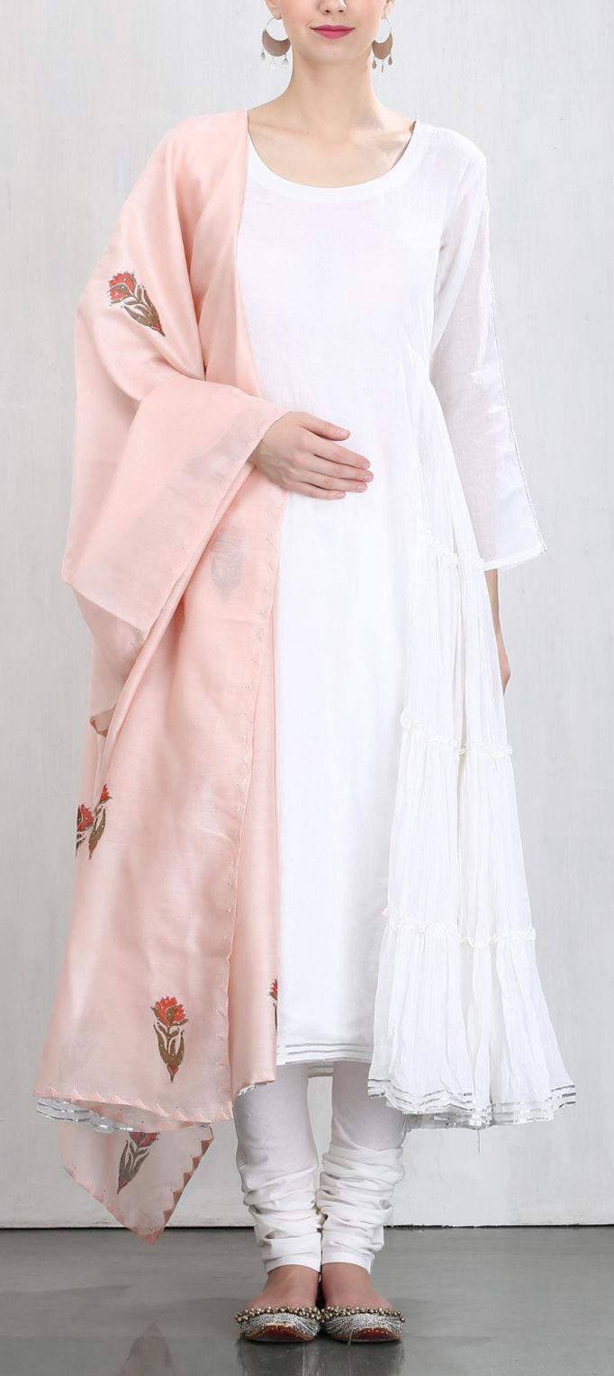 white color anarkali