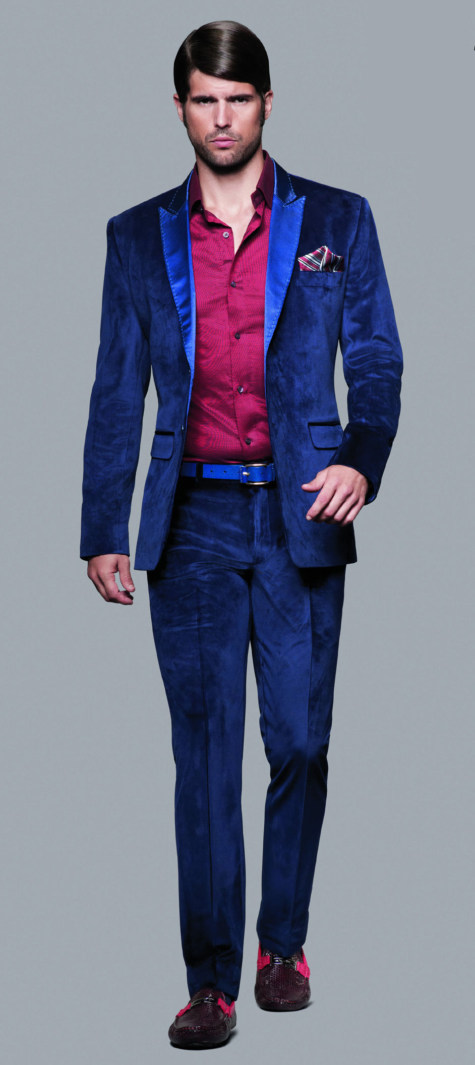 502832: Blue color family stitched 2 Piece Suit (without shirt)