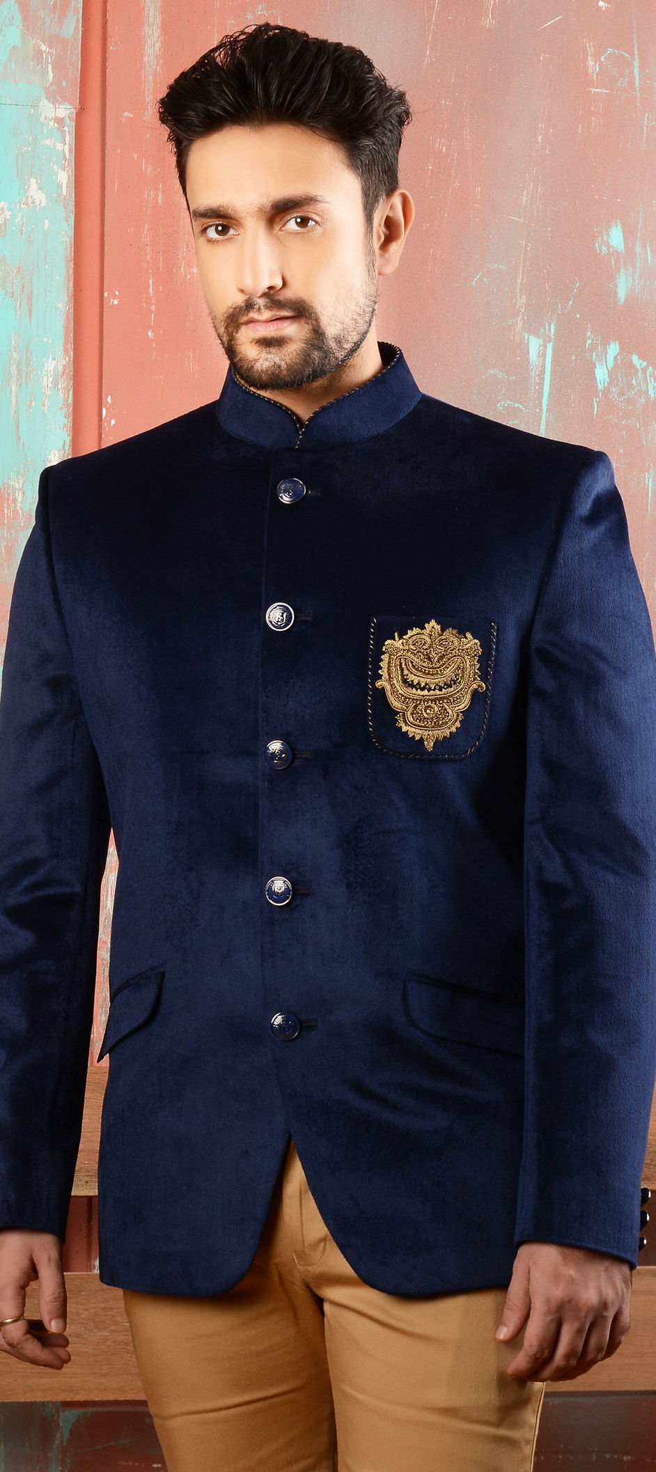 Blue Groom Jodhpuri Suit With Embroidery