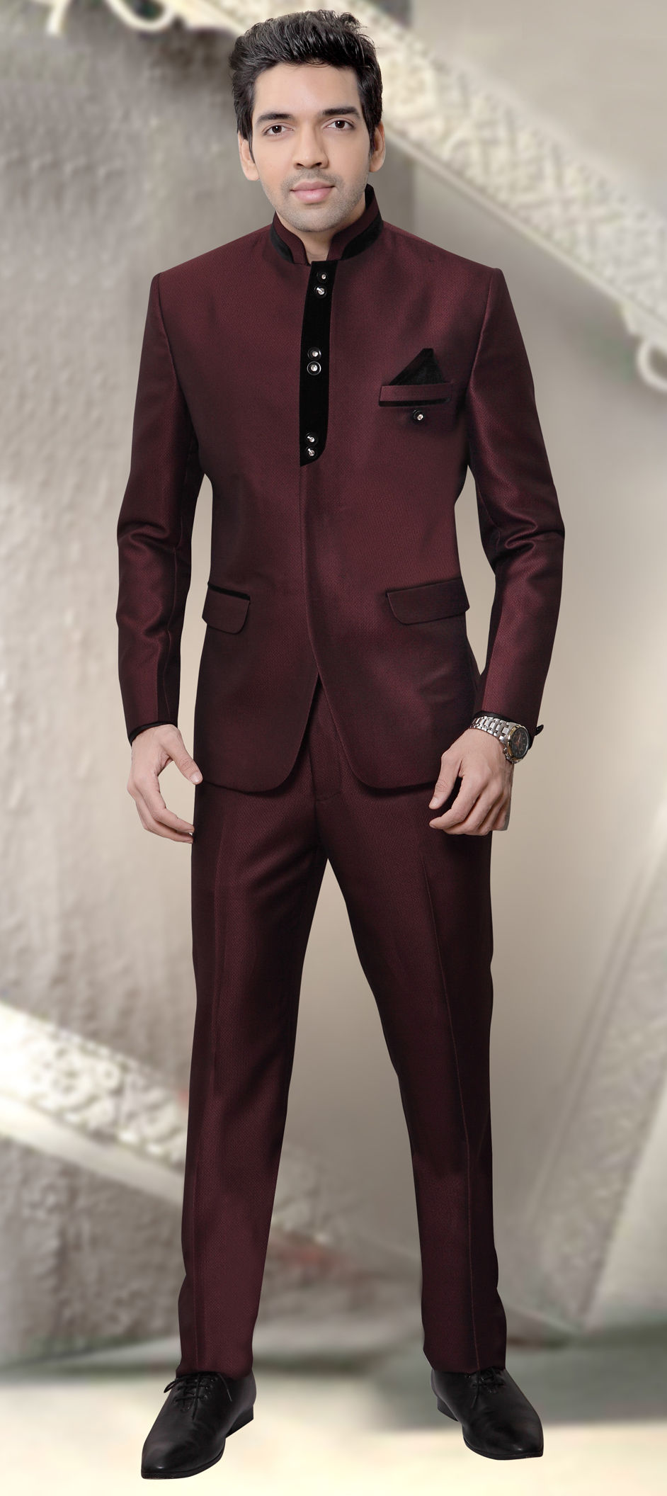 maroon jodhpuri suit