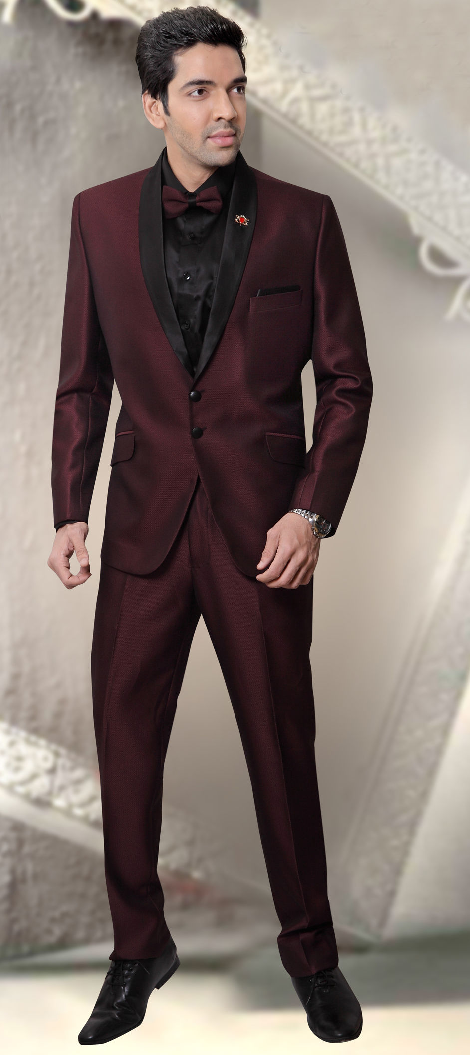 506221: Red and Maroon color family stitched Piece Suit (with