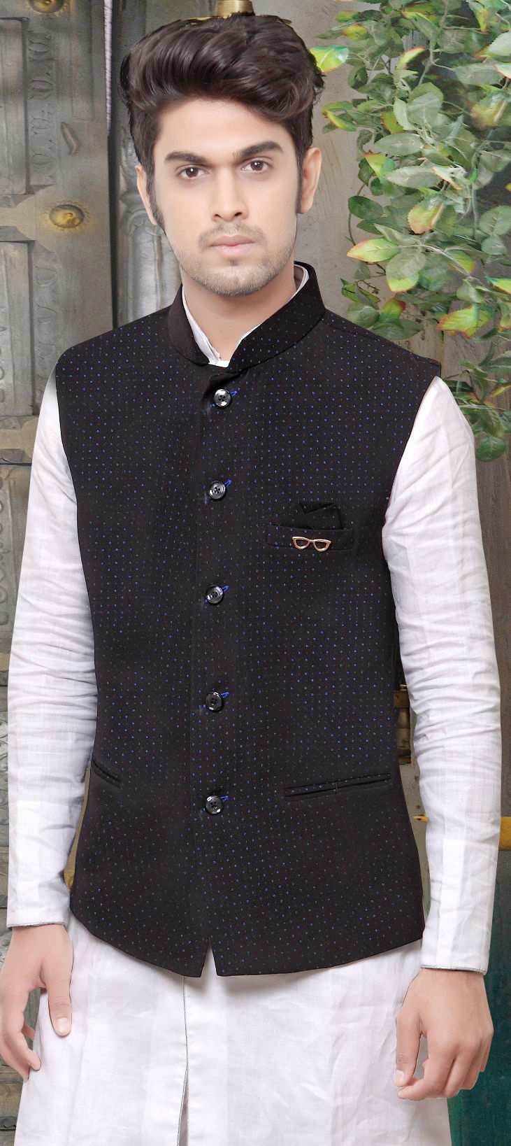 silver nehru jacket