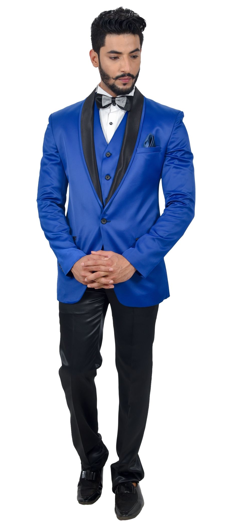 Men's Blue 3 Piece Denim Cotton Fabric Suit main image 0