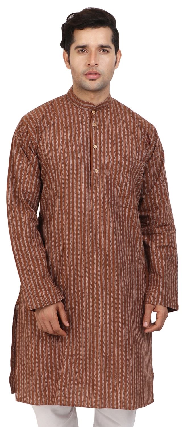 509052 Beige and Brown color Cotton fabric Kurta