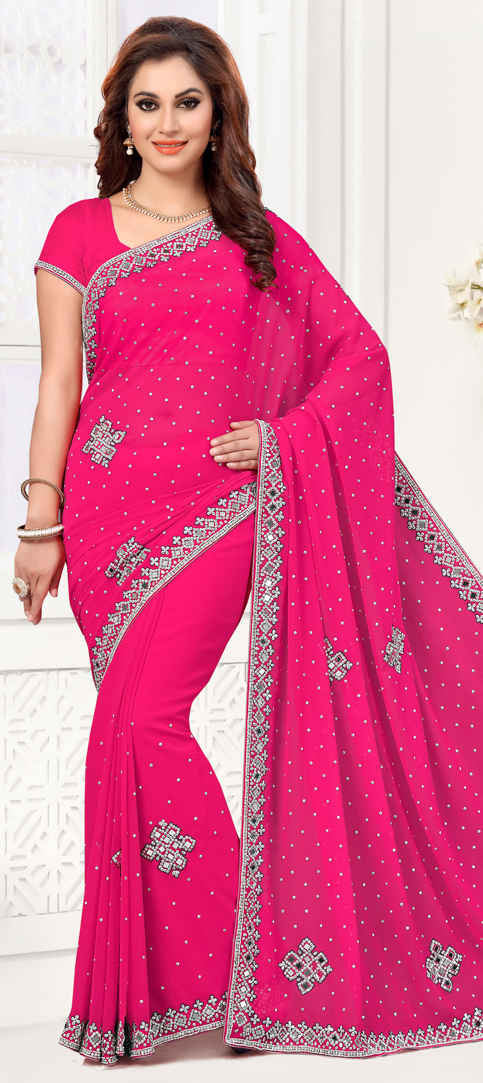 mirror work party wear sarees