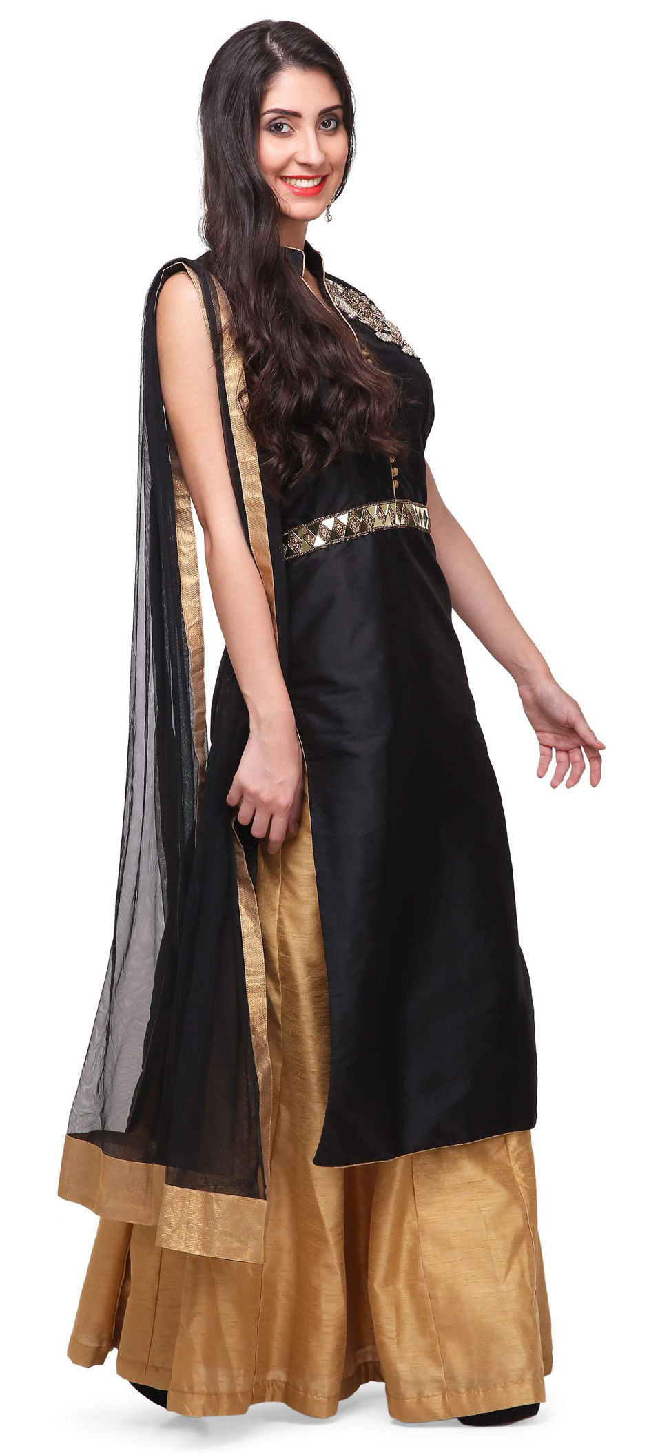 Designer Grey Block Printed Lehenga With Black Choli [PreOrder]