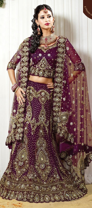 purple bridal lehenga