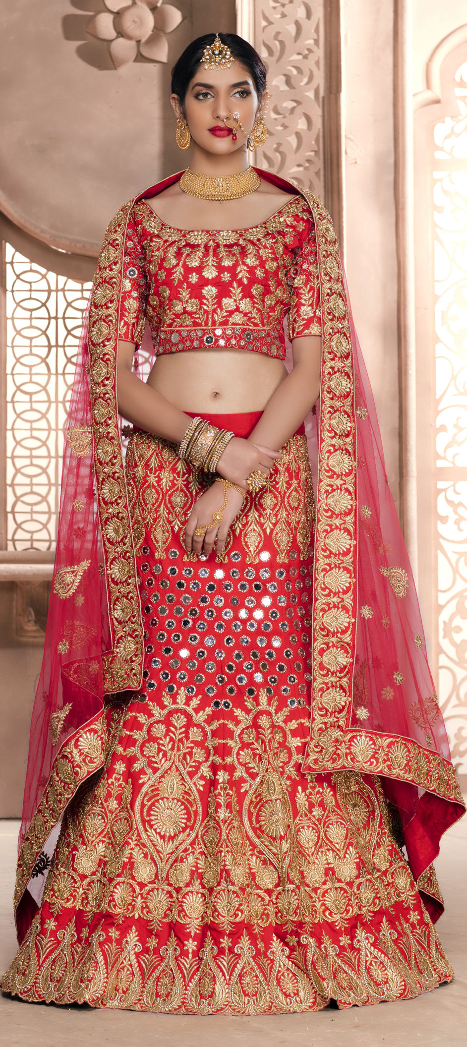 maroon and pink lehenga