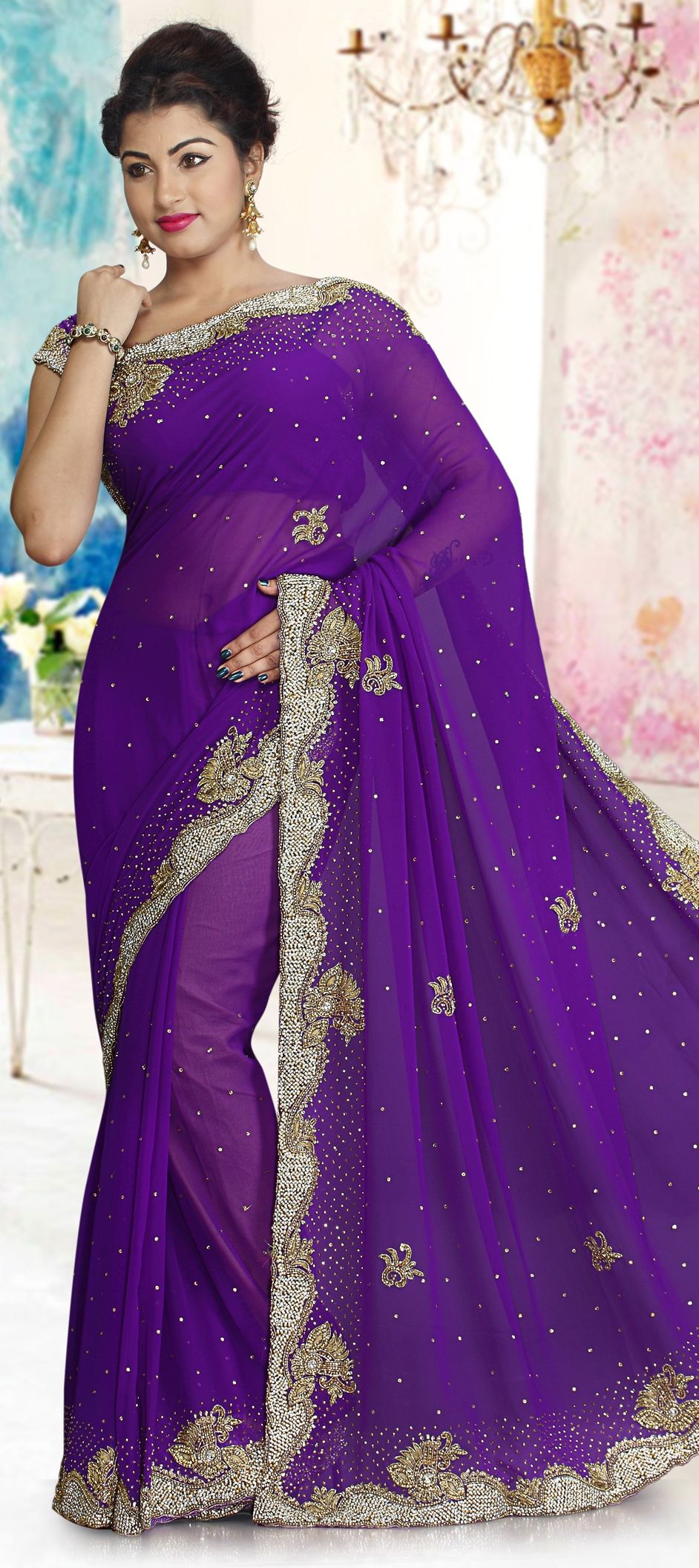 Buy LOOKOUT Woven Kanjivaram Silk Blend Purple Sarees Online @ Best Price  In India | Flipkart.com