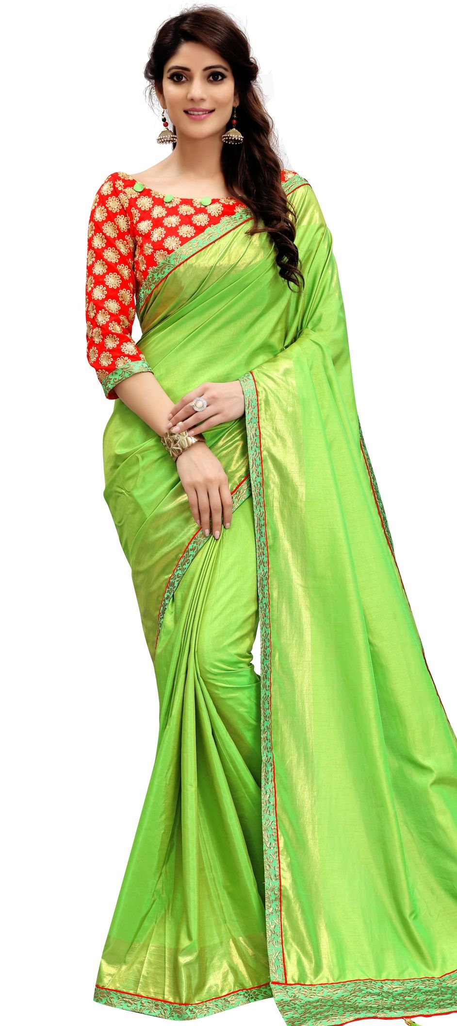 Pista Green color modal Silk With Silver Zari Weaving Sari With Matching  Blouse