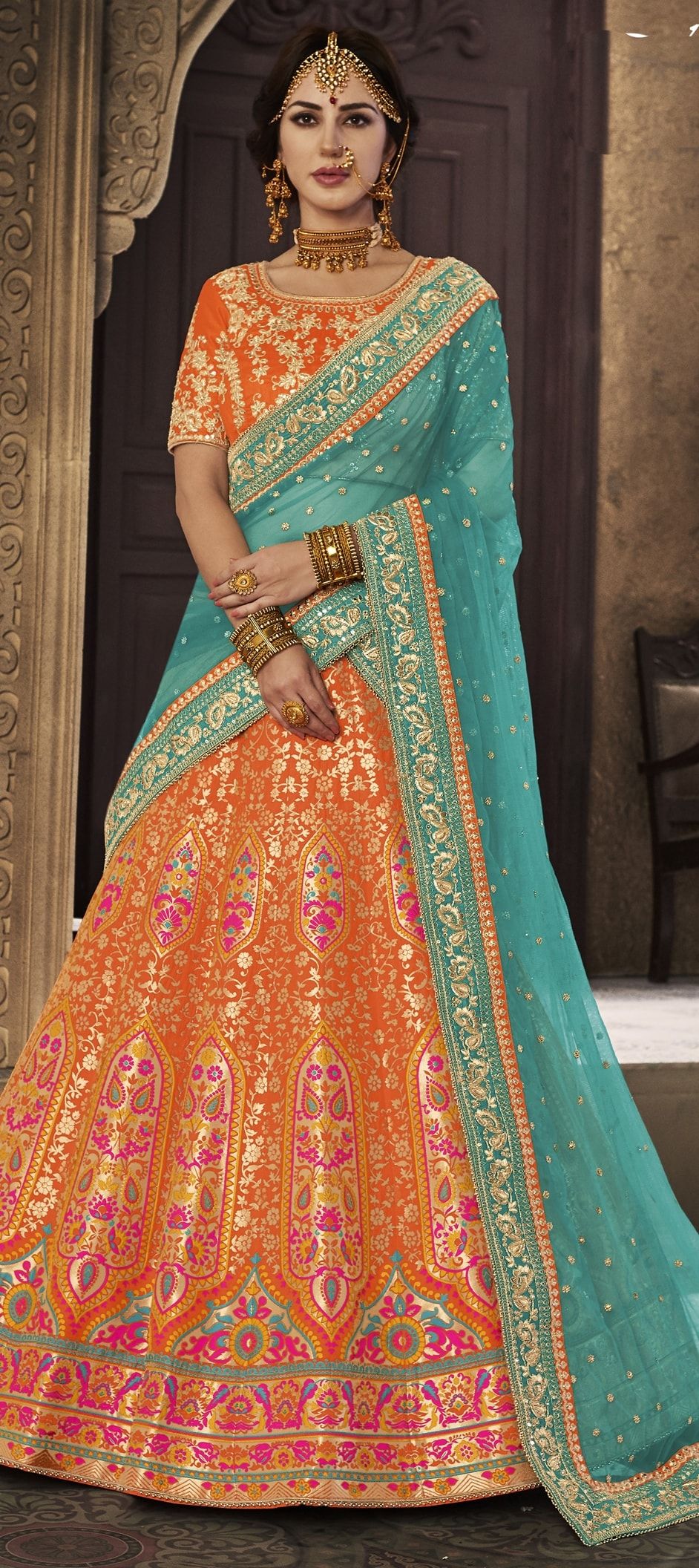 brocade bridal lehenga