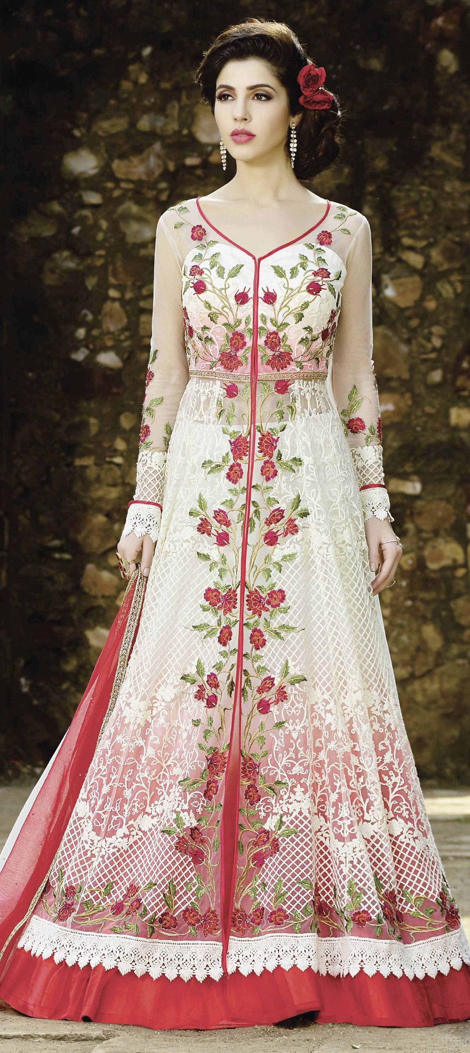 White Lehenga style Choli Semi-Stitched Lehenga Choli