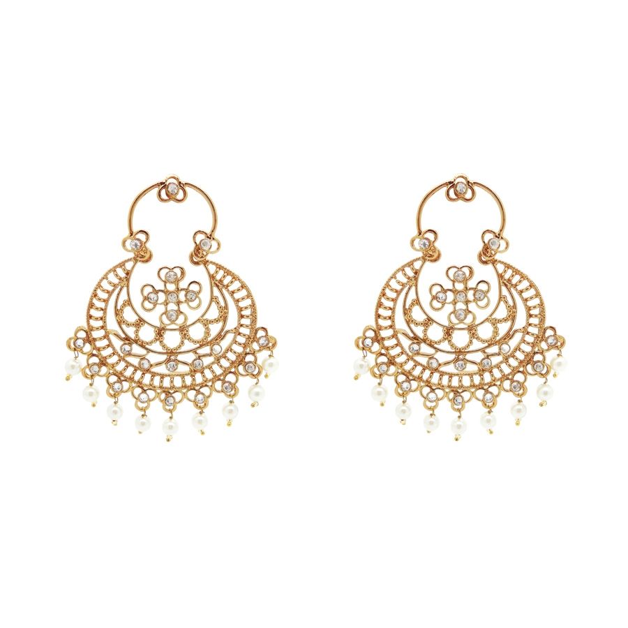 809600 Gold color family Earrings and Gold Rodium Polish work