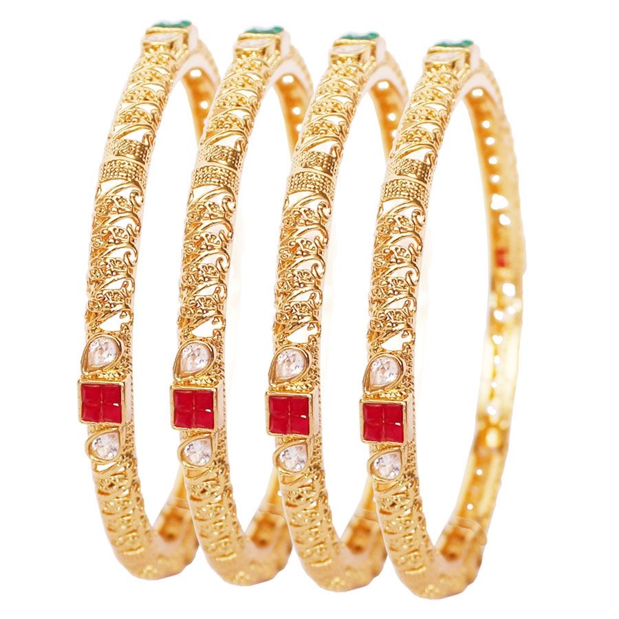 Gold Bangles with Rhodium Polish Latest Design of Silver Bangles