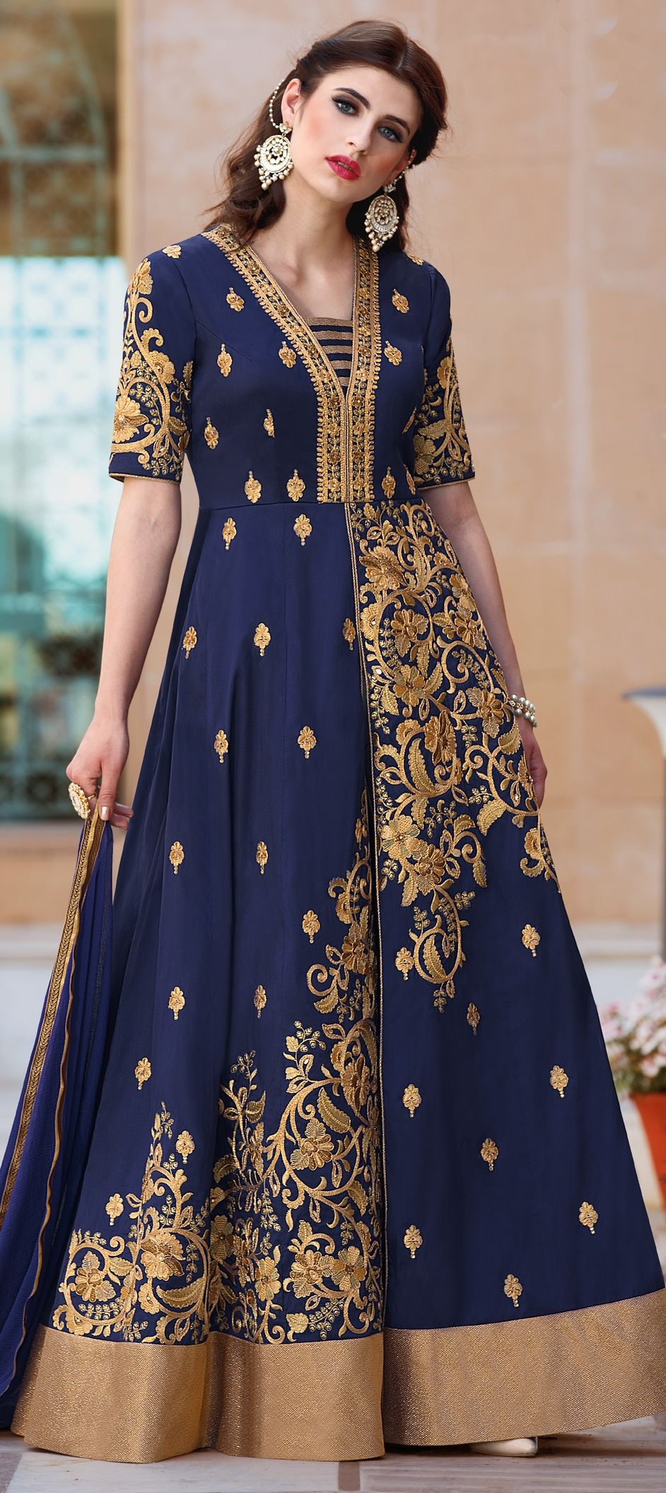 900759: Blue color family stitched Party Wear Salwar Kameez