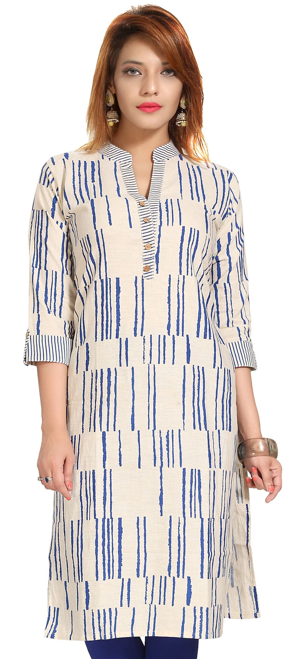 Casual Beige and Brown color Cotton fabric Kurti 903181