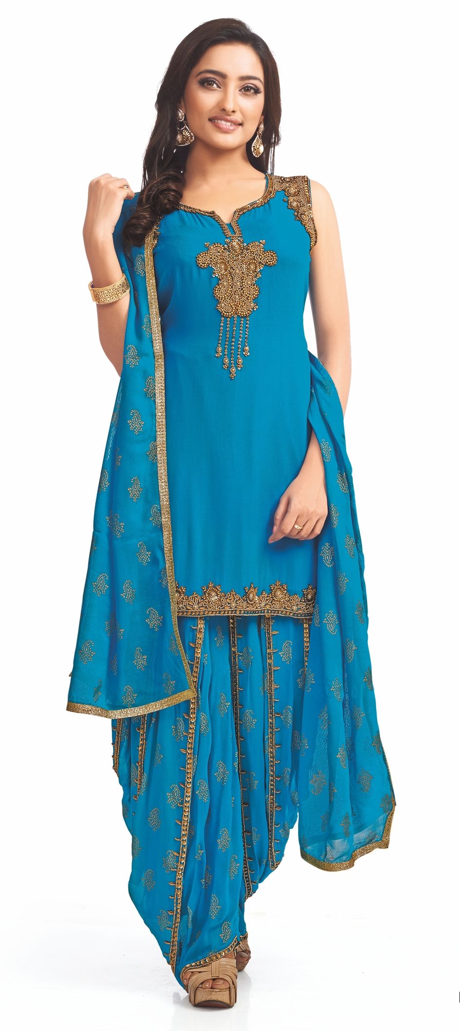 Party Wear Blue color Faux fabric Salwar Kameez 903258