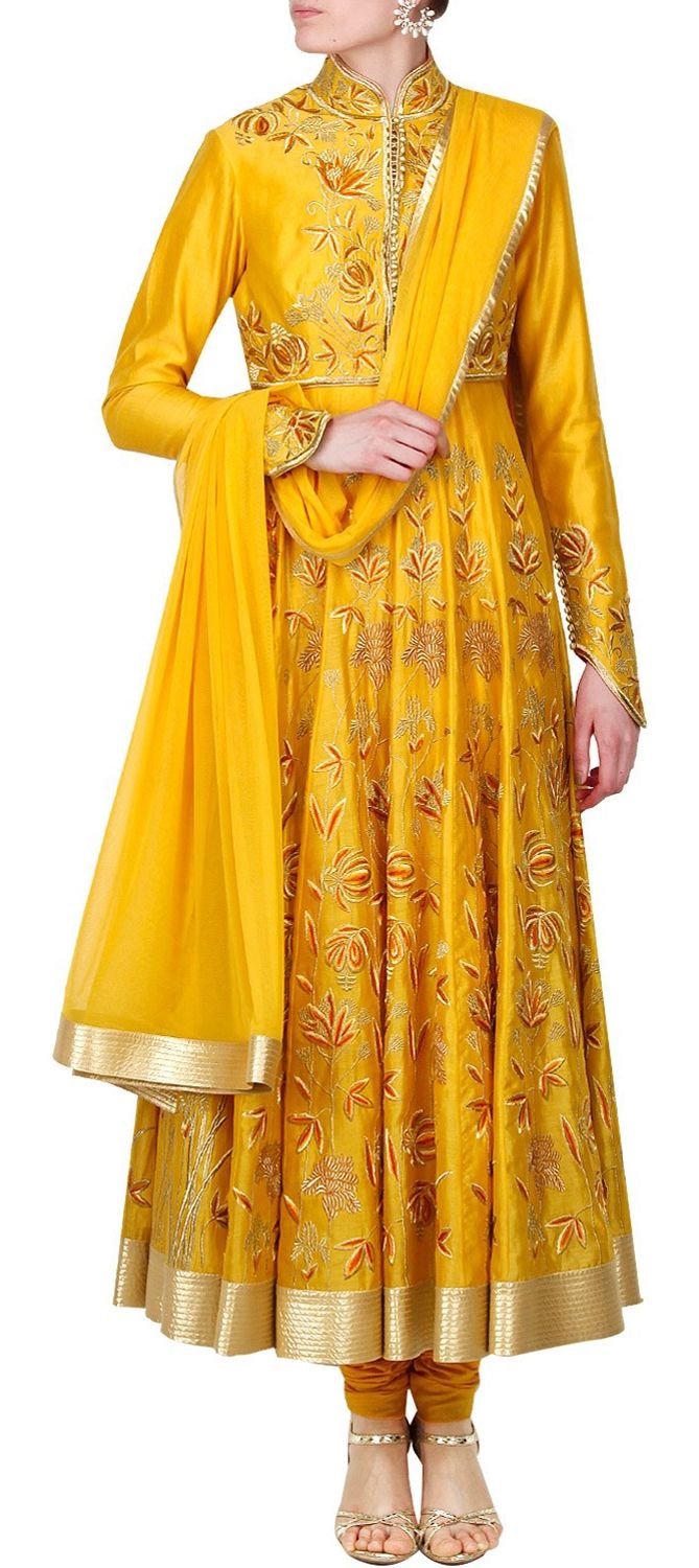 yellow color anarkali