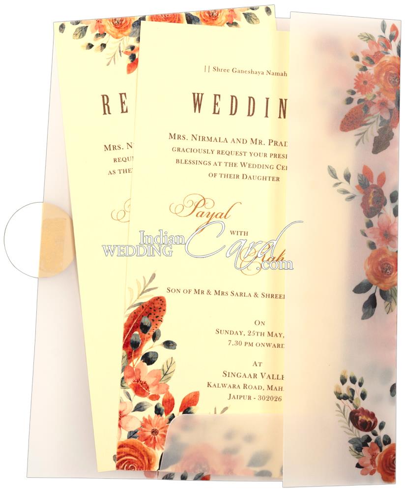 D-10205, Cream Color, Designer Multifaith Invitations.