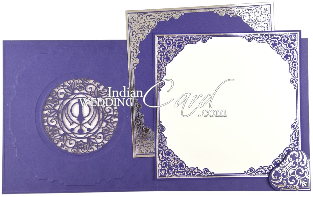 purple colored laser cut theme with baroque foil border