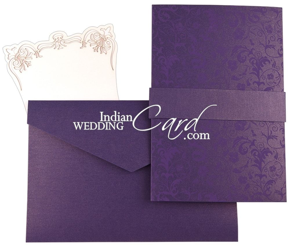 Pocket fold Invitation Card with Band and Laser cut inserts - D-8644