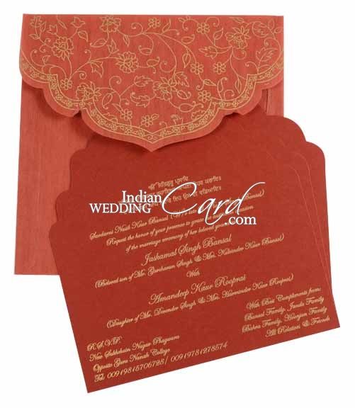 D-928, Red Color, Light Weight Cards, Designer Multifaith Invitations.