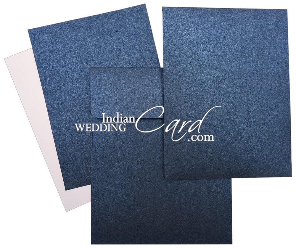 D-9375, Blue Color, Shimmery Finish Paper, Laser Cut Cards, Muslim Cards.