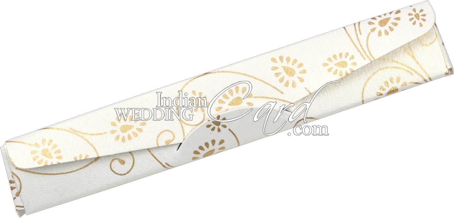 S1210, White Color, Shimmery Finish Paper, Scroll Invitations