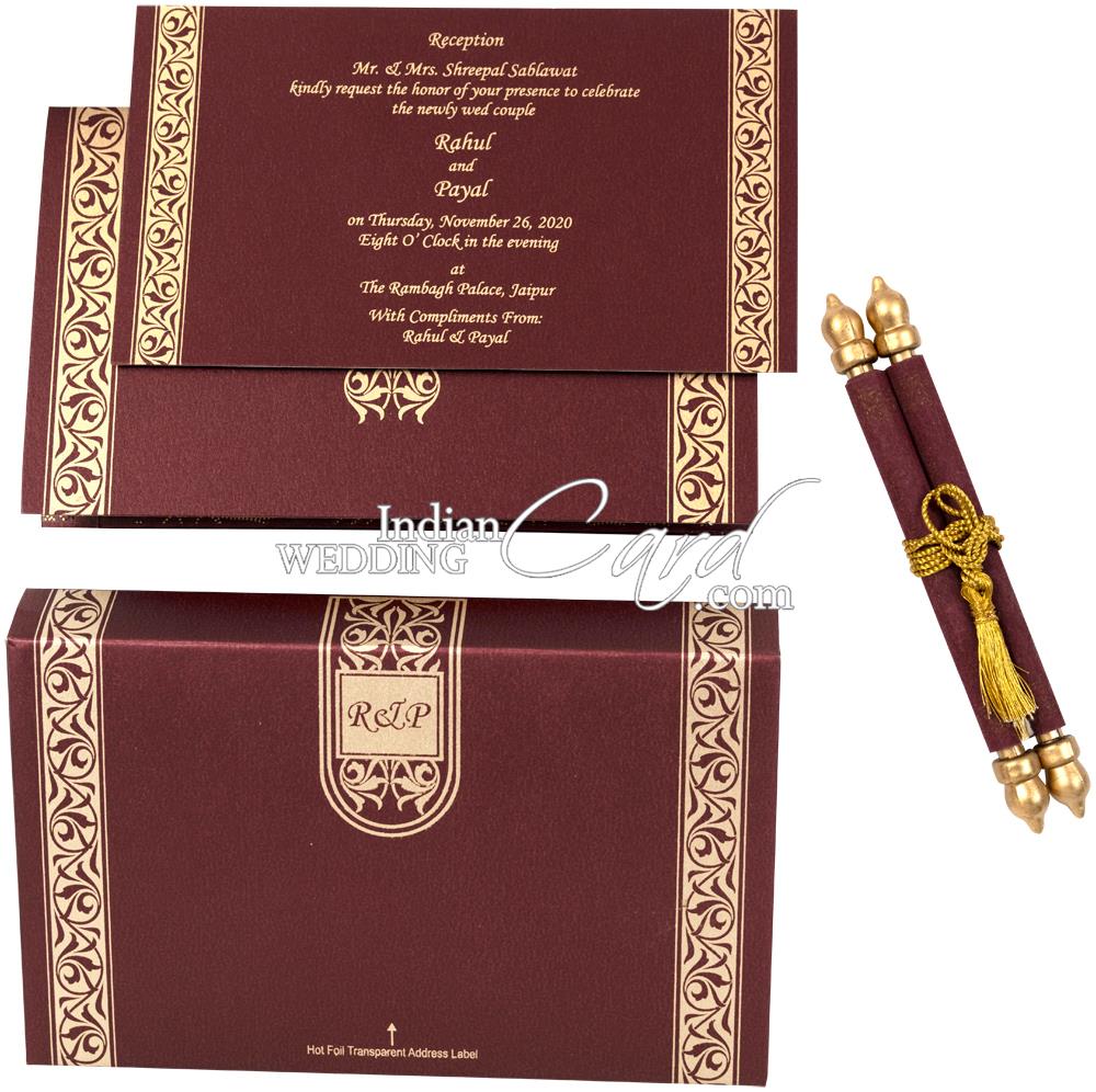 S911, Red Color, Shimmery Finish Paper, Scroll Invitations, Jewish