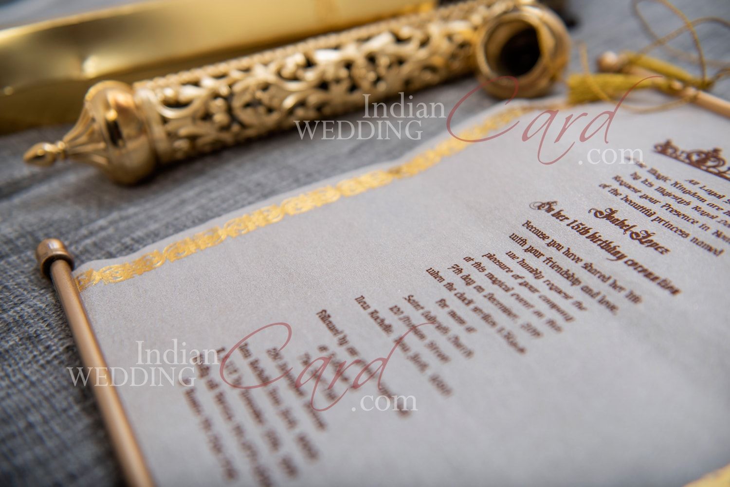 S301, Gold Color, Scroll Invitations, Jewish Invitations