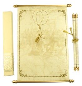 S865, Gold Color, Shimmery Finish Paper, Scroll Invitations, Jewish  Invitations, Anniversary Invitations, Only Scrolls.