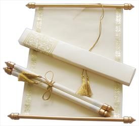 S865, Gold Color, Shimmery Finish Paper, Scroll Invitations