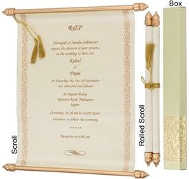 S911, Red Color, Shimmery Finish Paper, Scroll Invitations, Jewish