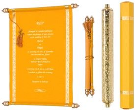 S389, Brown Color, Scroll Invitations, Jewish Invitations, Small Size  Scrolls.