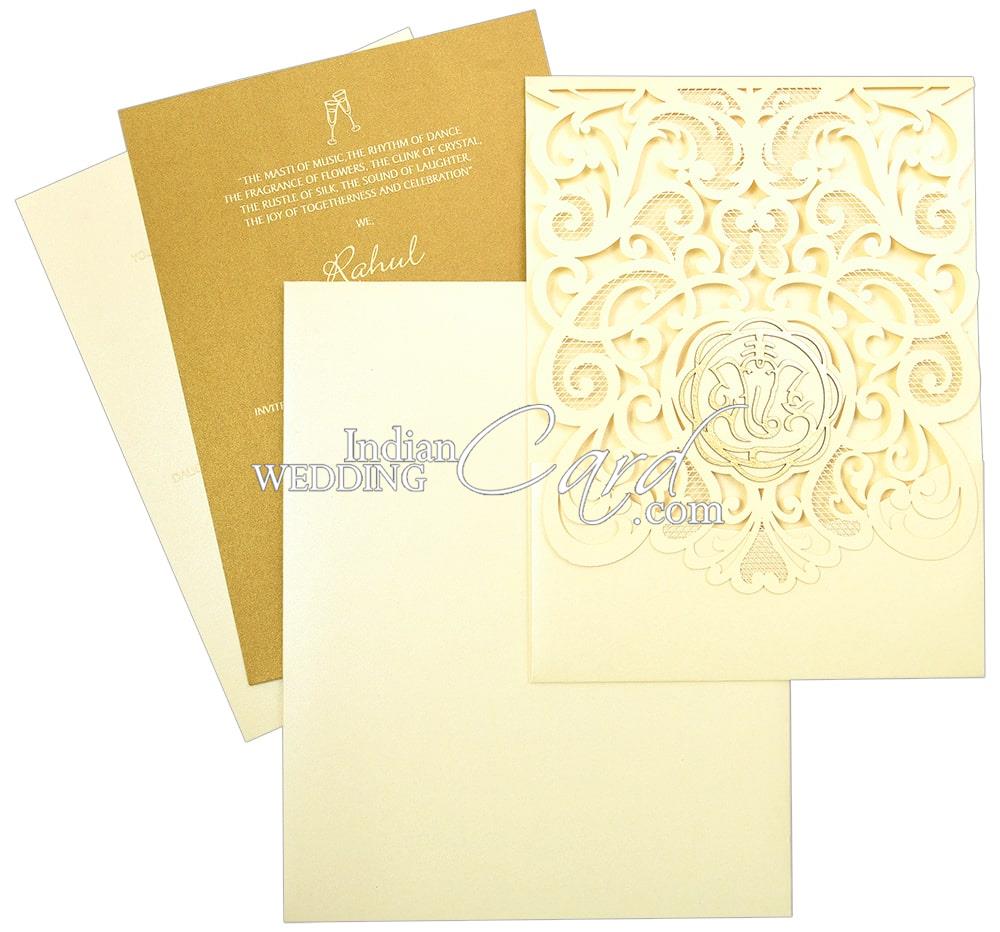 Cream Color Docket Style Intricate Jali Laser Cut Hindu Wedding