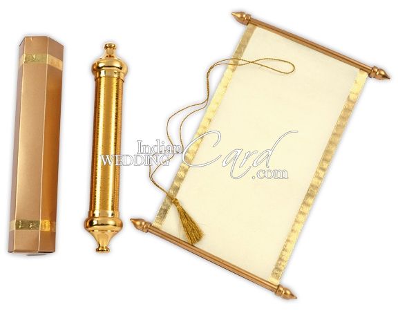 S1058, Gold Color, Scroll Invitations, Jewish Invitations, Box Scrolls ...